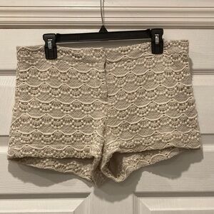 Express Beige Lace High Waist Shorts size is 8 but feels more like 10